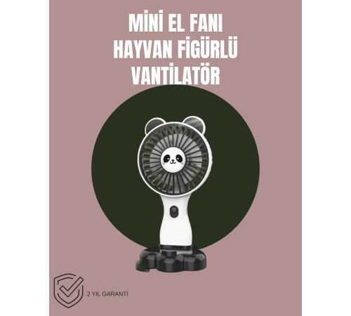 Hayvan Figürlü Mini El Fanı – USB Şarjlı Sessiz Vantilatör