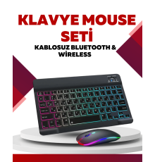 Bluetooth 5.3 Destekli Şarjlı Taşınabilir Klavye + Mouse Kombinasyonu