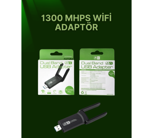 USB 3.0 Wireless Adaptör – 2.4GHz & 5GHz Destekli