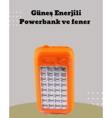 Güneş Paneli Destekli Powerbank ve LED Işıldak – 10000 mAh, Çift USB, Outdoor Kullanım İçin
