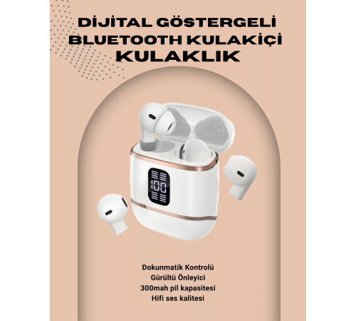 Kulakiçi Bluetooth Kulaklık V5.3 – 4’lü Set, Dijital Ekranlı, Gürültü Engelleme