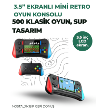 3.5 İnç Ekranlı Klasik Oyun Konsolu – 500 Dahili Oyun