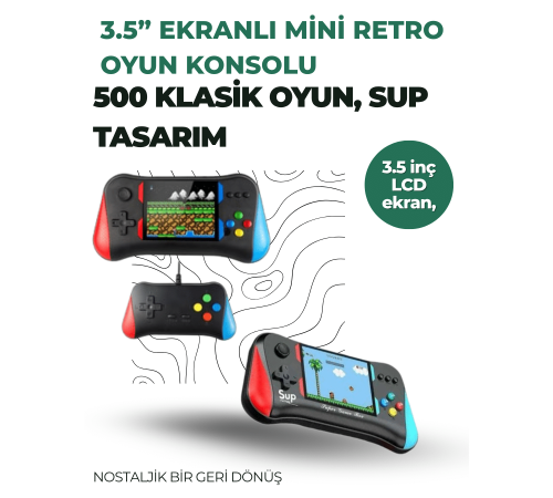 3.5 İnç Ekranlı Klasik Oyun Konsolu – 500 Dahili Oyun