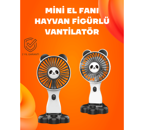 Kompakt Tasarımlı USB Şarjlı Mini Fan – Hayvan Figürlü Vantilatör