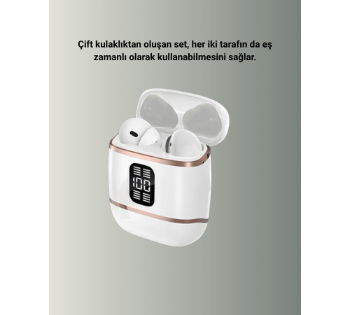Kulakiçi Bluetooth Kulaklık V5.3 – 4’lü Set, Dijital Ekranlı, Gürültü Engelleme