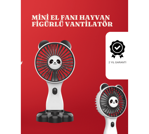 Mini Fan Hayvan Figürlü – Şarj Edilebilir Taşınabilir El Vantilatörü