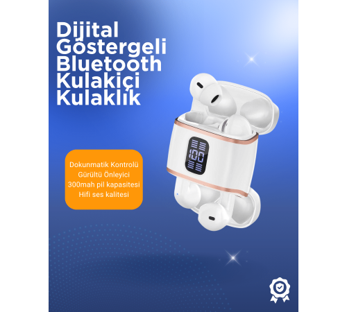 Bluetooth 5.3 Kulaklık – Kulakiçi, ANC+ENC, 4 Adet Set, Dijital Göstergeli