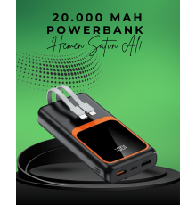 20000 mAh Taşınabilir Powerbank | Çok Kablolu, Hızlı Şarj Destekli (22.5W)