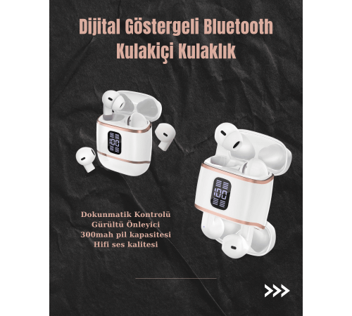 Dijital Göstergeli Bluetooth Kulakiçi Kulaklık – 4’lü Paket, Gürültü Engellemeli
