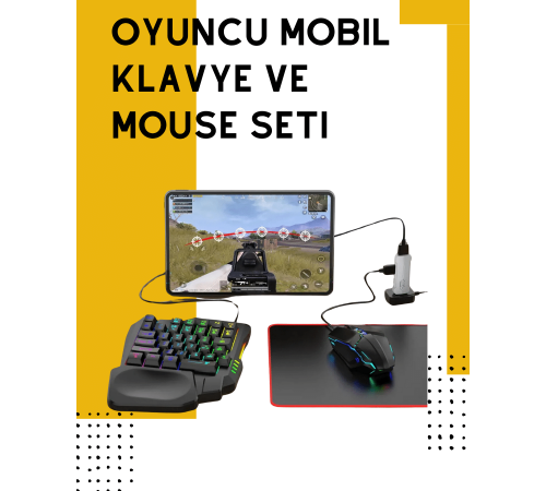 Tak-Çalıştır Mobil Oyun Ekipmanları Seti – Klavye Mouse Dahil