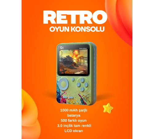 500 Oyun Hafızalı G5 Game Box – Renkli LCD Ekranlı