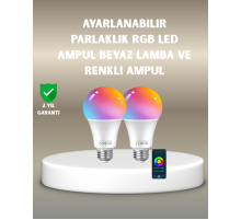 Akıllı 9W RGBW LED Ampul, tasaruflu romantik ışıklı