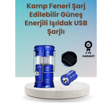 Şarj Edilebilir Güneş Enerjili Kızaklı Kamp Feneri – USB Çıkışlı, Katlanabilir, Dayanıklı ve Çok Fonksiyonlu