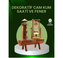 Vintage Kum Saati + Deniz Feneri Modeli – Ahşap Gövdeli Masa Üstü Dekor