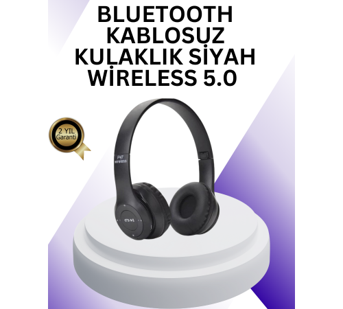 Bluetooth 5.0 Kablosuz Kulak Üstü Kulaklık | Stereo Ses ve Katlanabilir Tasarım