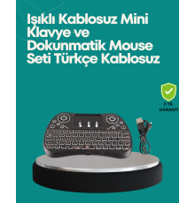 Işıklı Kablosuz Mini Klavye – 2.4 GHz, Dokunmatik Mouse Özellikli