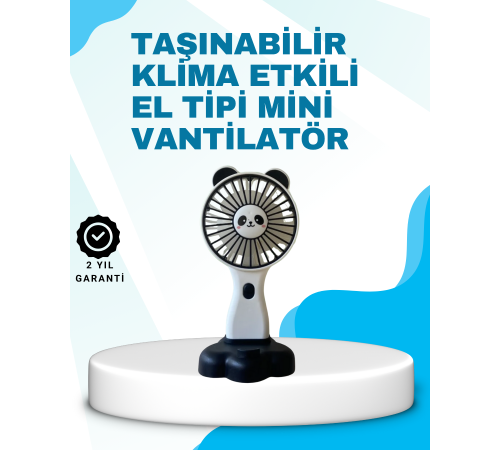 Panda Desenli USB Şarjlı Taşınabilir Mini Vantilatör