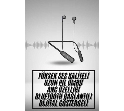 100 Saat Kablolu Boyun Askılı Dijital Göstergeli Bluetooth Kulaklık