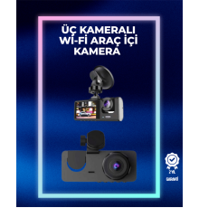 1080p Ön + 720p Arka & İç Kamera – Suya Dayanıklı Araç Güvenlik Kamerası