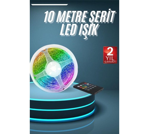 10M Şerit Led İç Mekan Renkli Rgb Şerit Led Kumandalı