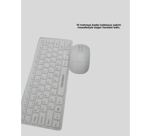 Q Klavye Beyaz Klavye Ve Mouse Seti Kablosuz USB Girişli
