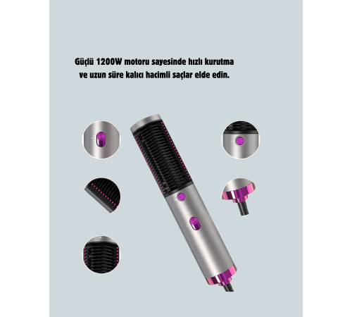 Hacim Veren ve Saç Elektriklenmesini Önleyen Sıcak Hava Fırçası