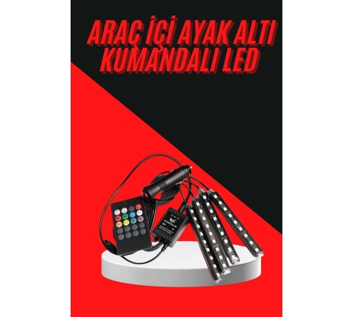 12 Ledli RGB Işıklı Araç Içi Ayak Altı Led Oto Ampul Kumandalı 7 Renk
