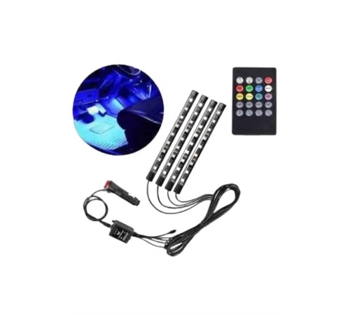 12 Ledli RGB Işıklı Araç Içi Ayak Altı Led Oto Ampul Kumandalı 7 Renk