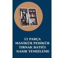 12 Parça Manikür Pedikür Seti Özel Deri Çanta El Ayak Bakımı Akne ve Sivilce Temizleme