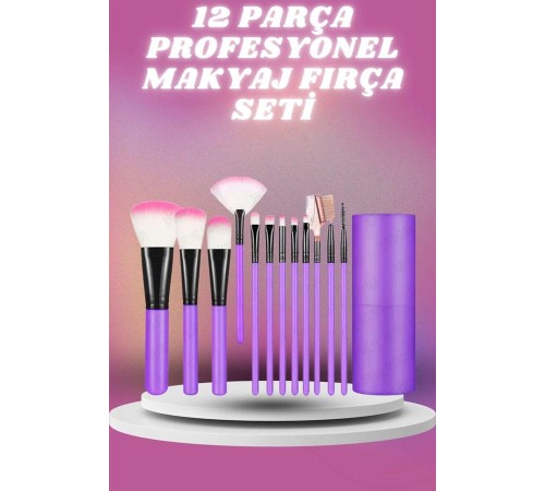 12 Parça Profesyonel Makyaj Seti Yumuşak Kıllı Yüz ve Göz Makyajına Uygun