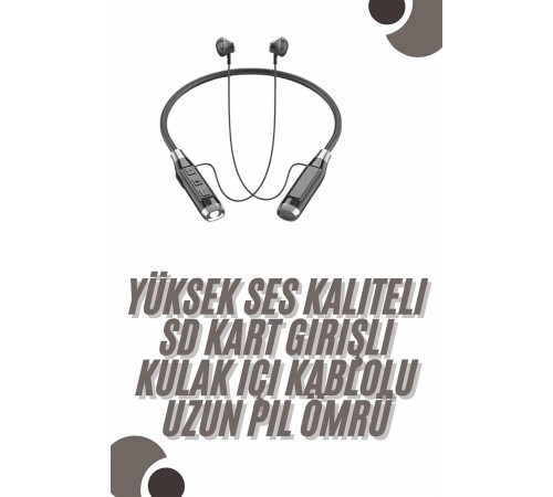 120 Saat Bluetooth Kulaklık Kablolu Boyun Askılı SD Kart Girişli ANC Özellikli