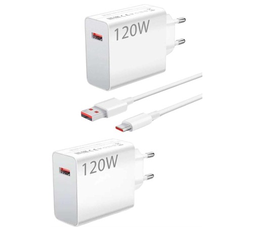 120 Watt Turbo Hızlı Şarj Aleti Seti Hızlı Şarj Adaptörü Beyaz