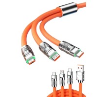 120W 3 İn 1 Uyumlu Silikon Şarj Kablosu Hızlı Şarj Kablosu