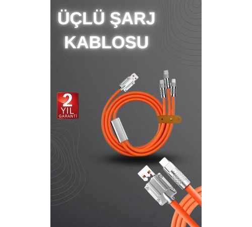 120W Hızlı Şarj Kablosu Turuncu Yüksek Güç Kapasitesi Çoklu Şarj Girişi 120W Hızlı Şarj Kablosu Turuncu Yüksek Güç Kapasitesi Çoklu Şarj Girişi