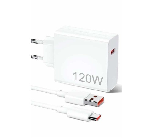 120W Şarj Aleti Hızlı Çift Turbo Şarj Aleti Seti Beyaz