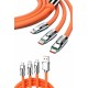 120W Silikon Metal Uçlu LED Işıklı 3 In1 Şarj Kablosu 1.2m