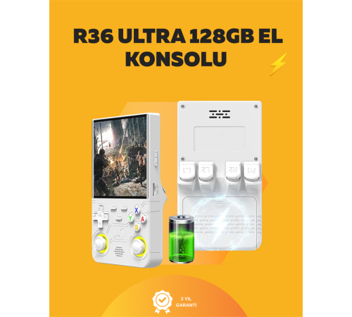 128GB Dahili Hafızalı R36 Ultra – 4” IPS Ekran, Retro Konsol, 30.000+ Oyun Yüklü