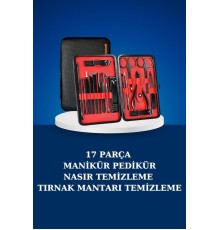 17 Parça Manikür Seti Taşınabilir Özel Çantalı El ve Ayak Bakımı Tırnak Batığı Temizleme
