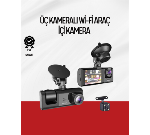 170° Geniş Açı Ön-Arka-İç Kamera Seti – Tam Kapsamlı Araç Güvenliği