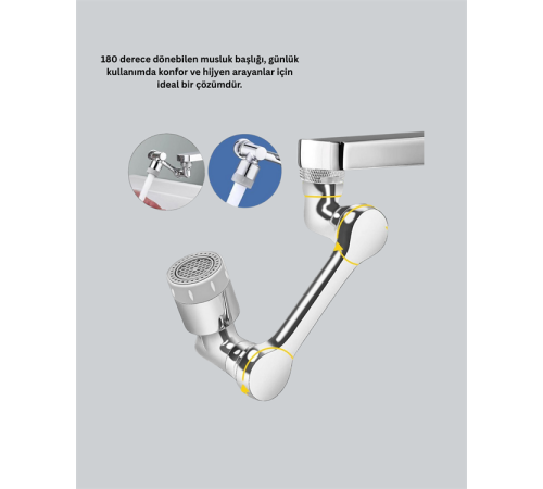 Lavabo ve Mutfaklar İçin 1080 Derece Döner Musluk Başlığı – Pirinç Gövdeli Lavabo ve Mutfaklar İçin 1080 Derece Döner Musluk Başlığı – Pirinç Gövdeli