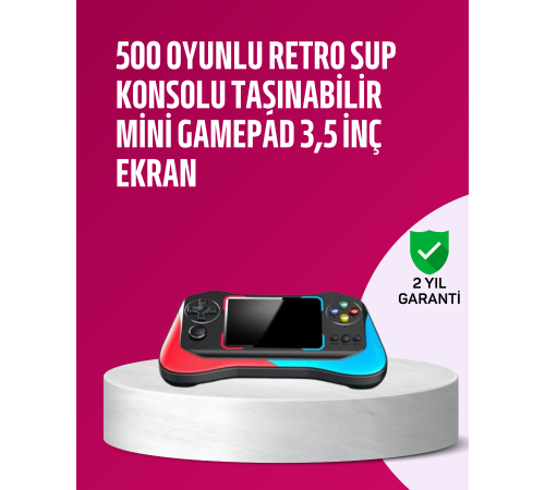 500 Oyunlu 3,5” Elde Taşınabilir Mini Oyun Konsolu – Şarjlı, TV Bağlantılı