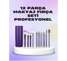 Ergonomik Saplı Fiber Kıllı 12'li Makyaj Fırça Takımı Göz ve Ten Makyajı İçin Uygun