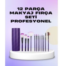 Ergonomik Saplı Fiber Kıllı 12'li Makyaj Fırça Takımı Göz ve Ten Makyajı İçin Uygun