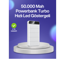 4 Cihazı Aynı Anda Şarj Edebilen Güçlü Powerbank 50000 mAh