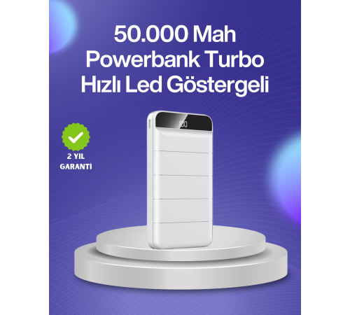 4 Cihazı Aynı Anda Şarj Edebilen Güçlü Powerbank 50000 mAh