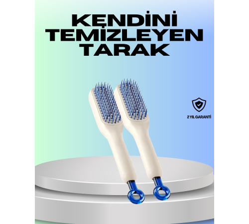 Kendini Temizleyen Ergonomik Saç Tarağı – ABS Gövde, Silikon Diş