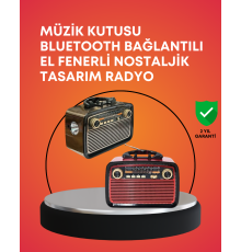 Nostaljik Radyo Görünümlü Bluetooth Hoparlör – FM/AM Yayın, Kablosuz Bağlantı, Şarj Edilebilir