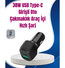 Power Delivery Destekli 38W Araç Tipi Hızlı Şarj Cihazı