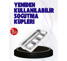 Paslanmaz Çelikten Üretilmiş Metal Buz Küpü Seti ve Buz Klipsi