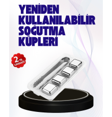Paslanmaz Çelikten Üretilmiş Metal Buz Küpü Seti ve Buz Klipsi